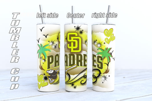Air Brush Baseball Tumblers 20oz with lid and straw
