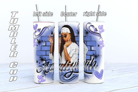 Air Brush Design - 20oz Tumbler cup - Aaliyah