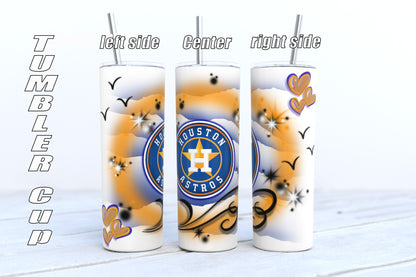 Air Brush Baseball Tumblers 20oz with lid and straw